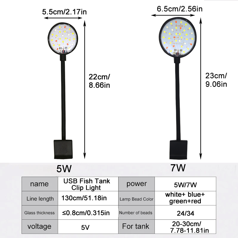 Lámpara LED USB para acuario,  - Aquarium Marine Lights reseña y precio